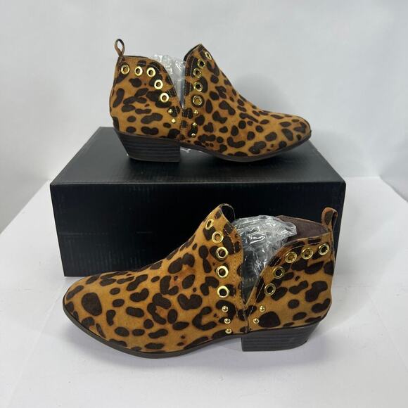 Sam Edelman Leopard Print Booties Girls Size 2 Western - Picture 1 of 8